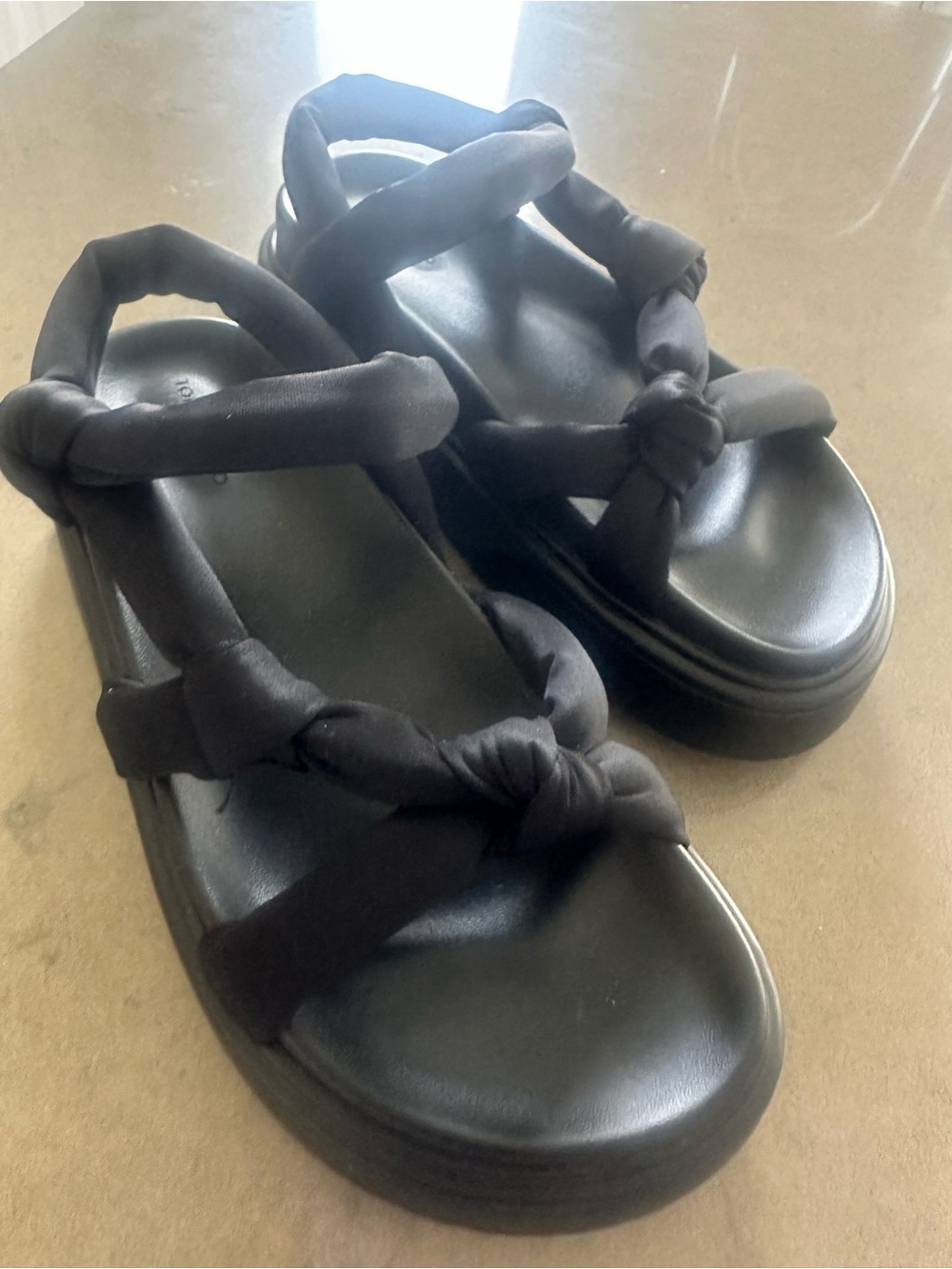 Tony Bianco Black Knotted Strap Platform Sandals